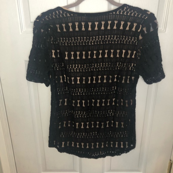 Anthropologie Wolven black lace-work tee shirt - Picture 4 of 5